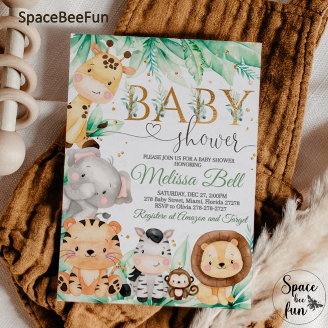 Invitación Safari Baby Shower BOY Animales de la jungla salva (Subido por el creador)