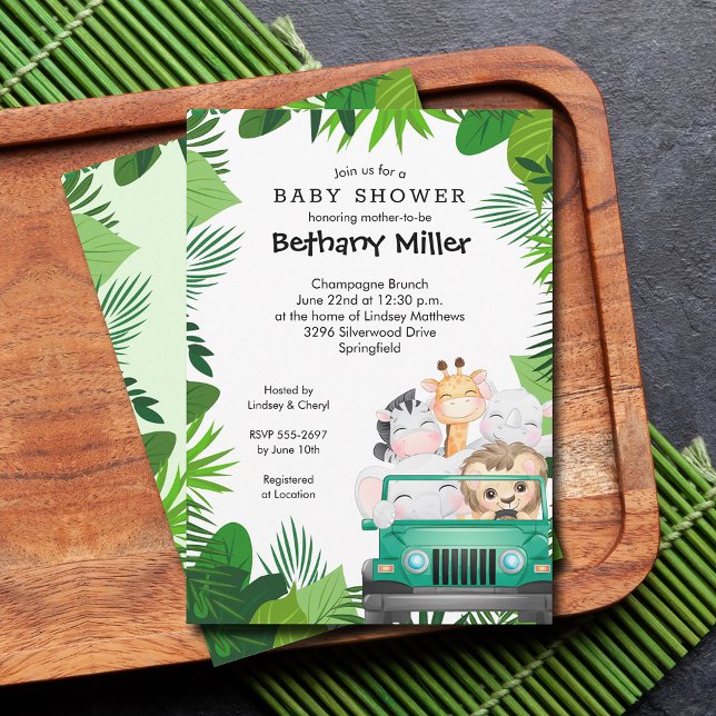 Invitación Safari Baby Shower de animales de la jungla (Jungle safari baby shower invitations)