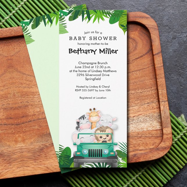 Invitación Safari Baby Shower de animales de la jungla (Jungle safari animals baby shower invitations)