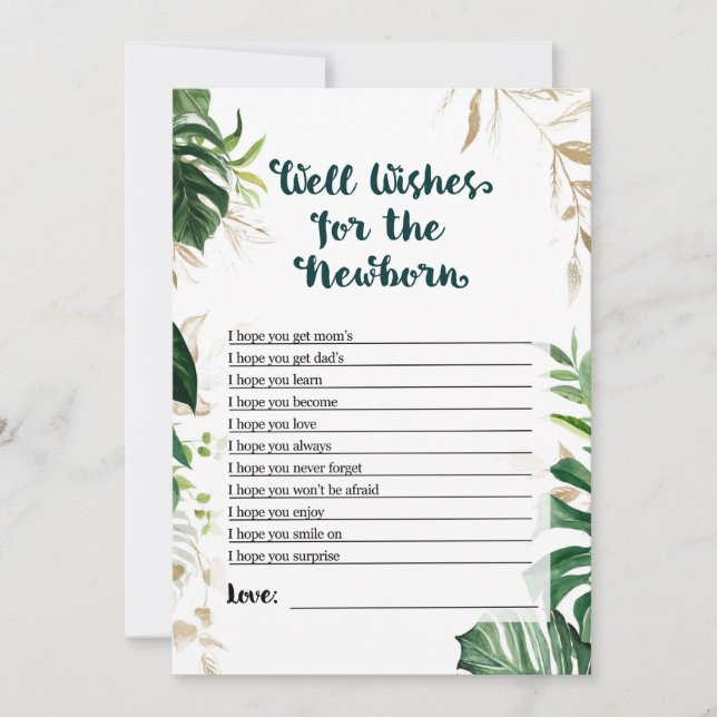 Invitación Safari Baby Shower Game - Bien deseo para el recié (Anverso)