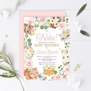 Invitación Safari Baby Shower Girl Spanish Invitation