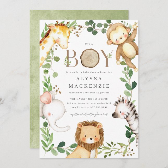 Invitación Safari Baby Shower Invitation (Anverso / Reverso)