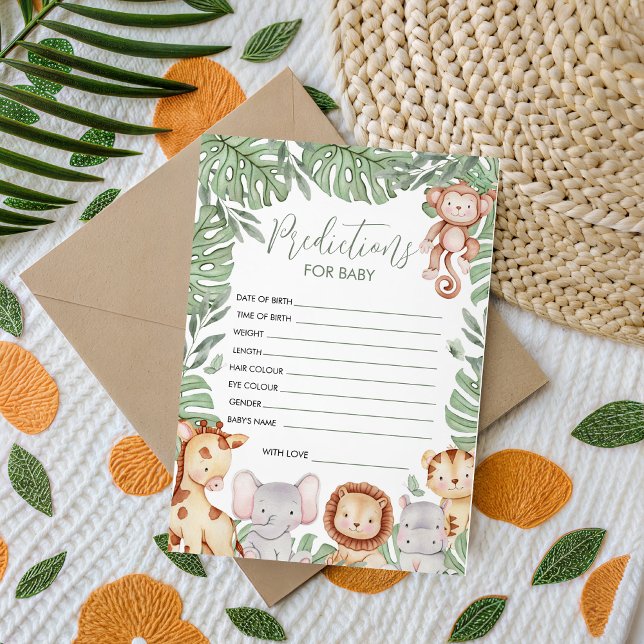 Invitación Safari Baby Shower Prediction Card (Subido por el creador)