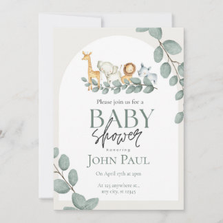 Invitación Safari Baby Shower Watercolor Background 