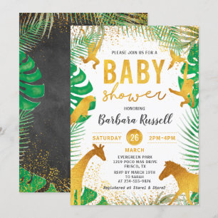 Invitación Safari Boy Baby Shower de los animales de la jungl