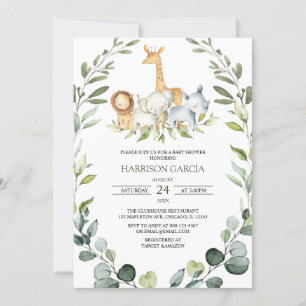 Invitación Safari Boy Jungle Animals Baby Shower