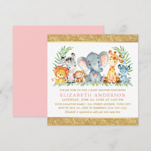 Invitación Safari color de agua Animales Baby Shower Oro rosa