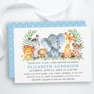 Invitación Safari color de agua Animales Baby Shower puntos a