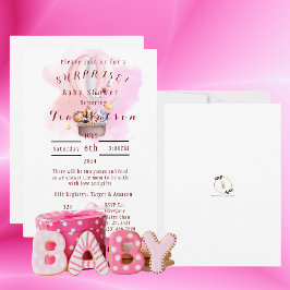 Invitación Safari De Animales Bebés En Globo De Aire Caliente