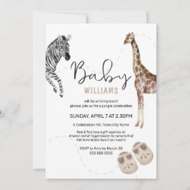 Invitación Safari de color de agua Animal Neutral Baby Shower