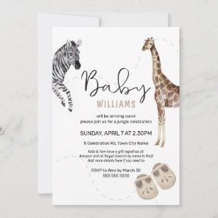 Invitación Safari de color de agua Animal Neutral Baby Shower