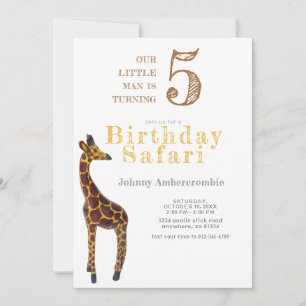 Invitación Safari de cumpleaños de Giraffe para niño