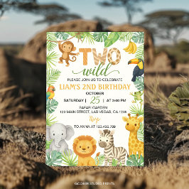 Invitación Safari de Dos Animales Salvajes Fiesta de Cumpleañ