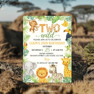 Invitación Safari de Dos Animales Salvajes Fiesta de Cumpleañ