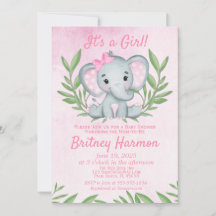 Safári de Elefante Rosa Moderno para Baby Shower d