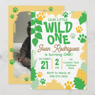 Invitación Safari de Fotos Wild One Cumpleaños 1