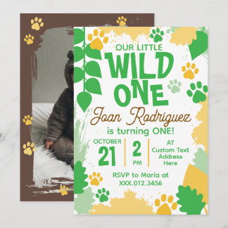 Invitación Safari de Fotos Wild One Cumpleaños 1