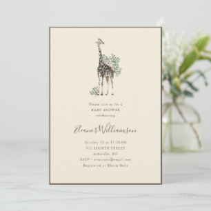 Invitación Safari de jirafa acuarela, baby shower moderno y l