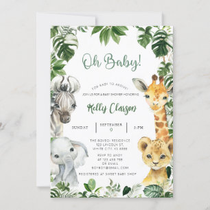 Invitación Safari de la jungla de animales Oh Boy Baby Shower