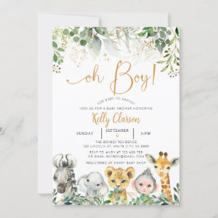 Invitación Safari de la jungla de animales Oh Boy Baby Shower