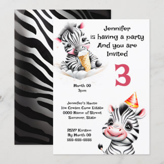 Invitación Safari de la jungla de cebra fiesta animales salva