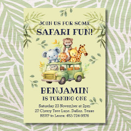 Invitación Safari de la jungla de Cute Primer Cumpleaños