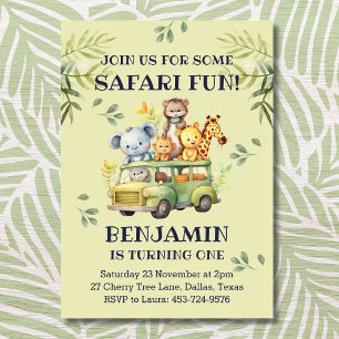 Invitación Safari de la jungla de Cute Primer Cumpleaños