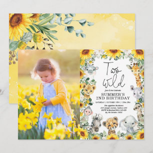 Invitación Safari de la jungla del girasol dos foto de cumple