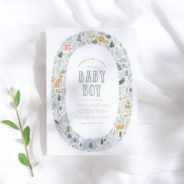Invitación Safari de la jungla dulce animales Baby Boy Baby S (Subido por el creador)