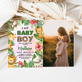 Invitación Safari de la jungla foto de Baby Shower de un bebé