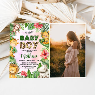 Invitación Safari de la jungla foto de Baby Shower de un bebé