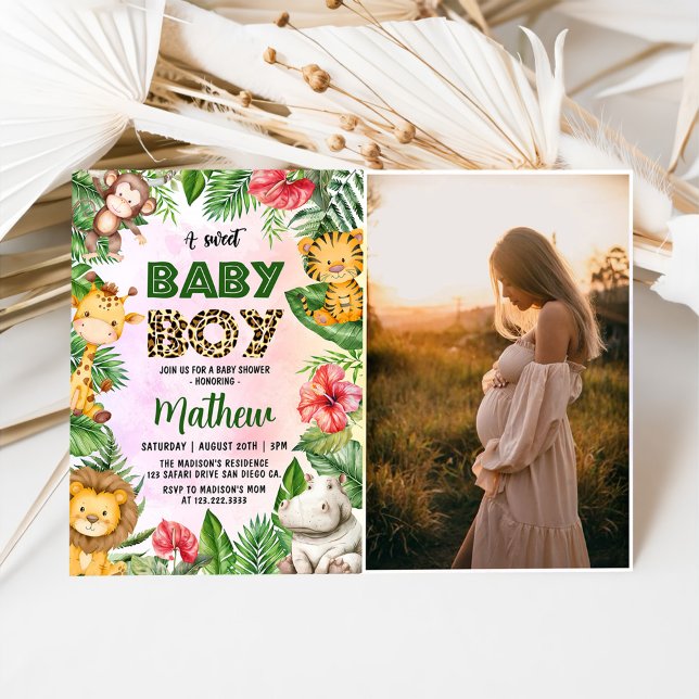 Invitación Safari de la jungla foto de Baby Shower de un bebé (Subido por el creador)