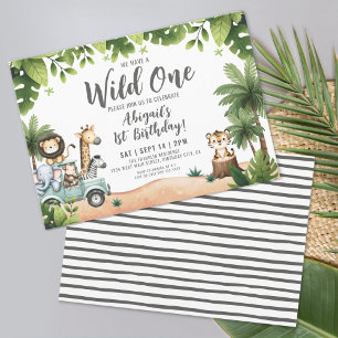 Invitación Safari de la Jungla Horizontal Salvaje Cumpleaños 