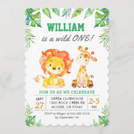 Invitación Safari de la jungla salvaje Primera fiesta de cump