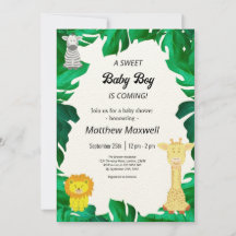 Safari De La Jungla Tropical, Baby Shower Inv
