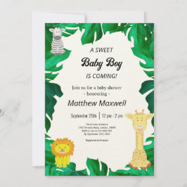 Invitación Safari De La Jungla Tropical, Baby Shower Inv