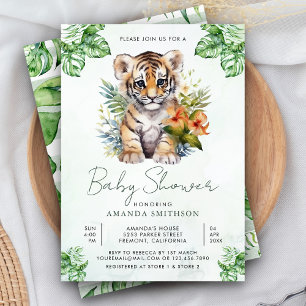 Invitación Safari de la jungla tropical niña tierna de tigre 