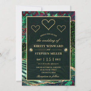 Invitación Safari de la Jungla Verde Glitter Agata Boda