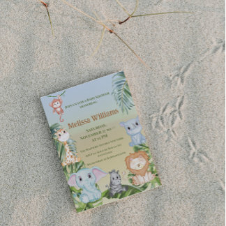 Invitación Safari de la selva Animales salvajes Palm Monkey B