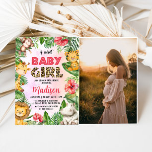 Invitación Safari de la selva, foto de Baby Shower de una beb