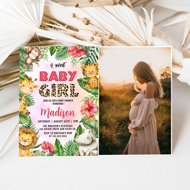 Invitación Safari de la selva, foto de Baby Shower de una beb (Subido por el creador)