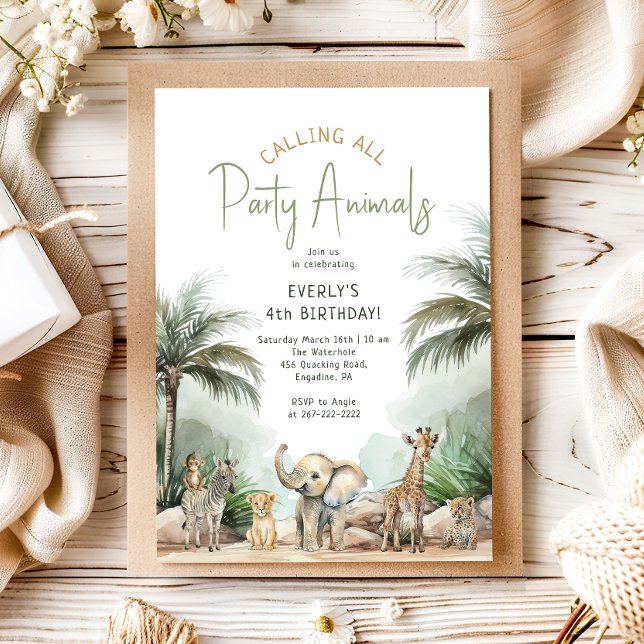 Invitación Safari de la selva "llama a todos los animales Fie (Subido por el creador)