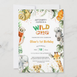 Invitación Safari de la selva salvaje uno de los animales Pri