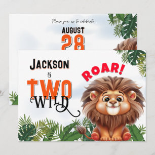 Invitación Safari de León Fiesta de Cumpleaños de Dos Niños S