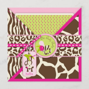 Invitación Safari de mono Chica