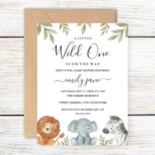 Invitación Safari de niños y niñas Animales lindos Shower de 