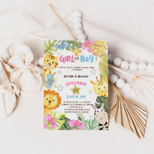Invitación Safari de revelación de género selva animal tropic