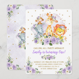 Invitación Safari de selva floral Animales Fiestas salvajes C