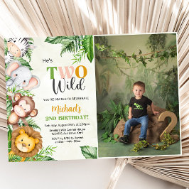 Invitación Safari Dos Fotos De Cumpleaños Salvaje