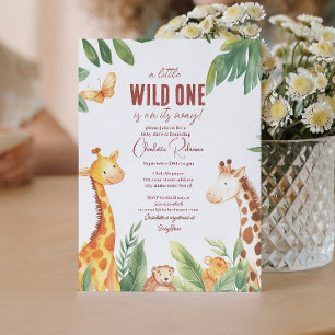 Invitación Safari dos jirafas Cute Ducha bebé